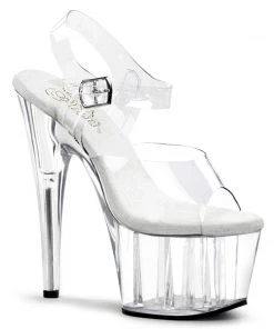 Pleaser Shoes By Pleaser USA ADORE-708 Pleaser Shoes Clear Heel Stripper Shoes