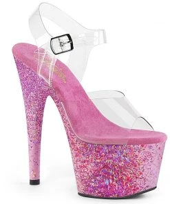 Pleaser Shoes By Pleaser USA ADORE-708CF Pleaser Shoes Glitter Bubble Gum Pink Stripper Shoes
