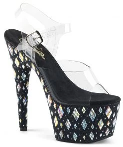 Pleaser Shoes By Pleaser USA ADORE-708DIAMOND Pleaser Shoes Clearance Shoe 7 Inch Heels