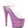 Pleaser Shoes By Pleaser USA ADORE-708LG Pleaser Shoes Lavender Glitter Exotic Dancer Sandal