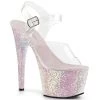Pleaser Shoes By Pleaser USA ADORE-708LG Pleaser Shoes Opal Glitter Clear Upper 7 Inch Heel Stripper Shoe 7 Inch Heels