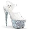 Pleaser Shoes By Pleaser USA 7 Inch Heels ADORE-708LG Pleaser Shoes Silver Multi Glitter Platform Stripper Shoe