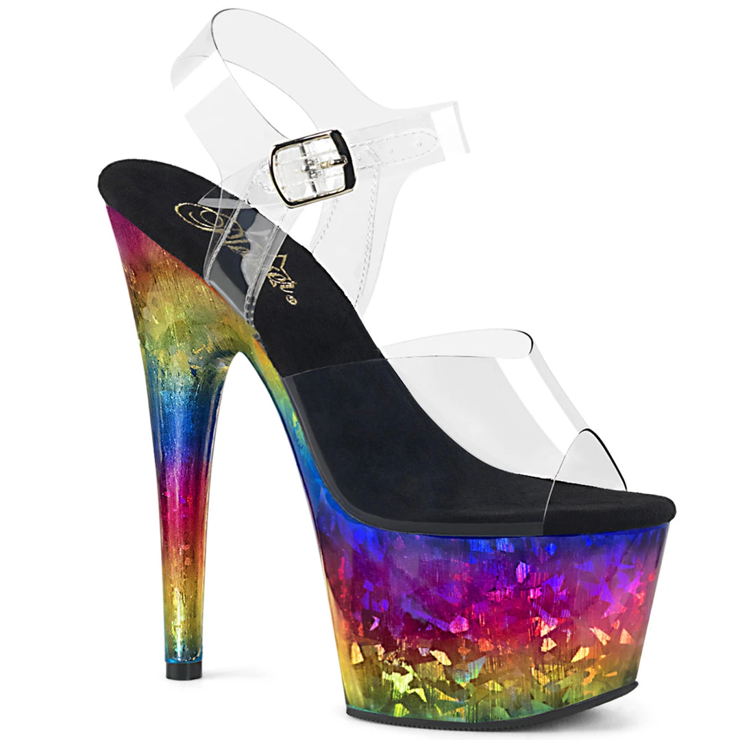 Pleaser Shoes By Pleaser USA ADORE-708MRB Pleaser Shoes Metallic Rainbow Platform Stripper Shoe 7 Inch Heels 1 Pleaser Shoes By Pleaser USA ADORE-708MRB Pleaser Shoes Metallic Rainbow Platform Stripper Shoe 7 Inch Heels