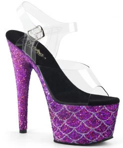 Pleaser Shoes By Pleaser USA 7 Inch Heels ADORE-708MSLG Pleaser Shoes Purple Glitter Platform Stripper Shoes