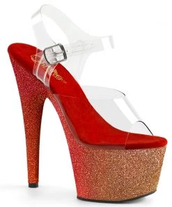 Pleaser Shoes By Pleaser USA ADORE-708OMBRE Pleaser Shoes Clearance Red Ombre Platform Shoes 7 Inch Heels