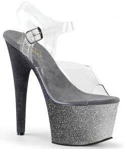 Pleaser Shoes By Pleaser USA 7 Inch Heels ADORE-708OMBRE Pleaser Shoes Silver Ombre Platform Exotic Dancer Shoe