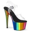 Pleaser Shoes By Pleaser USA ADORE-708RC Pleaser Shoes Rainbow Chrome Stripper Shoes