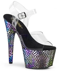 Pleaser Shoes By Pleaser USA ADORE-708SP Pleaser Shoes 7 Inch Heel Snake Print Exotic Dancer Shoe 7 Inch Heels