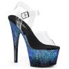 Pleaser Shoes By Pleaser USA ADORE-708SS Pleaser Shoes Blue Ombre Stripper Shoes 7 Inch Heels