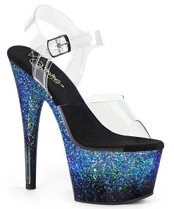 Pleaser Shoes By Pleaser USA ADORE-708SS Pleaser Shoes Blue Ombre Stripper Shoes 7 Inch Heels