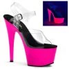 Pleaser Shoes By Pleaser USA ADORE-708UV Pleaser Shoes Neon Pink Glow Blacklight Stripper Shoes 7 Inch Heels