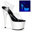 Pleaser Shoes By Pleaser USA 7 Inch Heels ADORE-708UV Pleaser Shoes Neon White UV Reactive Stripper Shoe