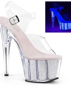 Pleaser Shoes By Pleaser USA ADORE-708UVG Pleaser Shoes Glow Under Blacklight Platform Stripper Shoe 7 Inch Heels