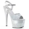 Pleaser Shoes By Pleaser USA 7 Inch Heels ADORE-709-2G Pleaser Shoes Silver Glitter Sexy Stripper Shoes