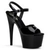 Pleaser Shoes By Pleaser USA 7 Inch Heels ADORE-709 Pleaser Shoes Black Patent High Heel Stripper Shoe