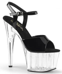 Pleaser Shoes By Pleaser USA 7 Inch Heels ADORE-709 Pleaser Shoes Black Patent Clear Platform Stripper Shoe