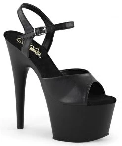 Pleaser Shoes By Pleaser USA ADORE-709 Pleaser Shoe Black Vegan Leather 7 Inch Heel Stripper Shoe