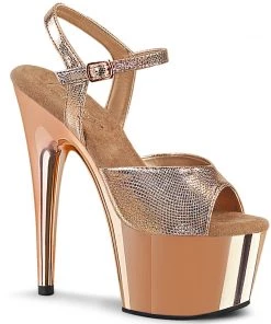 Pleaser Shoes By Pleaser USA ADORE-709 Rose Gold 7 Inch Heel Stripper Shoes 6 Inch Heels