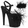 Pleaser Shoes By Pleaser USA ADORE-709F Pleaser Shoes Black Feather 7 Inch Stripper Shoe 7 Inch Heels