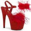 Pleaser Shoes By Pleaser USA ADORE-709F Pleaser Shoes Red Feather Exotic Dancer Shoes 7 Inch Heels