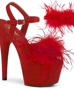 Pleaser Shoes By Pleaser USA ADORE-709F Pleaser Shoes Red Feather Exotic Dancer Shoes 7 Inch Heels