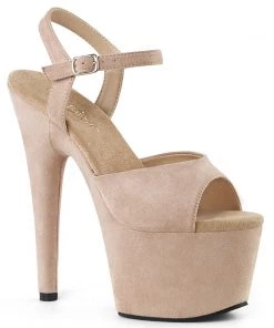 Pleaser Shoes By Pleaser USA ADORE-709FS Pleaser Shoes Beige Faux Suede Platform Stripper Shoe