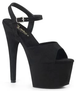Pleaser Shoes By Pleaser USA ADORE-709FS Pleaser Shoes Black Vegan Suede 7 Inch Sexy Sandal