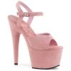 Pleaser Shoes By Pleaser USA 7 Inch Heels ADORE-709FS Pleaser Shoes Baby Pink Faux Suede Platform Sandal