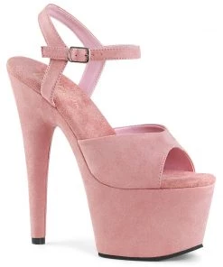 Pleaser Shoes By Pleaser USA 7 Inch Heels ADORE-709FS Pleaser Shoes Baby Pink Faux Suede Platform Sandal