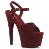 Pleaser Shoes By Pleaser USA 7 Inch Heels ADORE-709FS Pleaser Shoes Burgundy Faux Suede 7 Inch High Heel Sexy Sandal