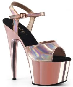 Pleaser Shoes By Pleaser USA ADORE-709HGCH Pleaser Shoes Rose Gold Hologram Platform Shoes