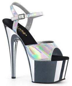 Pleaser Shoes By Pleaser USA 7 Inch Heels ADORE-709HGCH Pleaser Shoes Silver Hologram Sexy Stripper Shoe