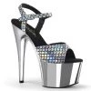 Pleaser Shoes By Pleaser USA ADORE-709MSC Pleaser Shoes Silver Hologram Silver Chrome Stripper Shoe 7 Inch Heels