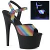 Pleaser Shoes By Pleaser USA 7 Inch Heels ADORE-709REFL-02 Pleaser Shoes Reflective Rainbow Stripper Shoe