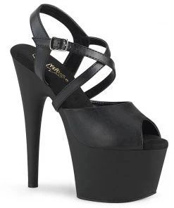 Pleaser Shoes By Pleaser USA ADORE-724 Pleaser Shoes Black Strappy Stripper Platform Sandals
