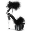 Pleaser Shoes By Pleaser USA ADORE-724F Pleaser Shoes Black Marabou Fur Exotic Dancer Shoe