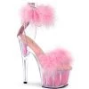 Pleaser Shoes By Pleaser USA ADORE-724F Pleaser Shoes Pink Fur Ankle Cuff Stripper Shoe