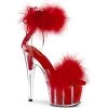 Pleaser Shoes By Pleaser USA ADORE-724F Pleaser Shoes Red Maraou Trimmed Pleaser Shoe Stripper Sandal