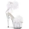 Pleaser Shoes By Pleaser USA ADORE-724F White Marabou Ankle Cuff Stripper Shoes 7 Inch Heels