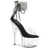 Pleaser Shoes By Pleaser USA 7 Inch Heels ADORE-724RS Platform Rhinestone Cuff Pleaser Stripper Shoe