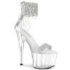 Pleaser Shoes By Pleaser USA 7 Inch Heels ADORE-727RS Rhinestone Ankle Cuff 7 Inch Stripper Shoes