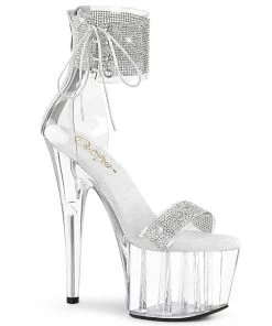 Pleaser Shoes By Pleaser USA 7 Inch Heels ADORE-727RS Rhinestone Ankle Cuff 7 Inch Stripper Shoes