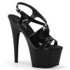 Pleaser Shoes By Pleaser USA 7 Inch Heels ADORE-730 Black Patent Platform Strappy Sling Back Stripper Shoe