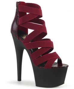 Pleaser Shoes By Pleaser USA 7 Inch Heels ADORE-748SP Wine Strappy Snake Print Pole Dancing Shoes