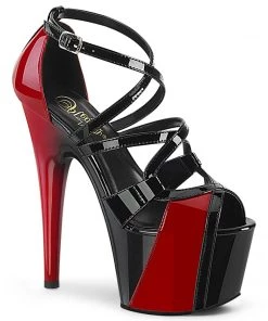 Pleaser Shoes By Pleaser USA ADORE-764 Black And Red Patent Platform Stripper Shoe