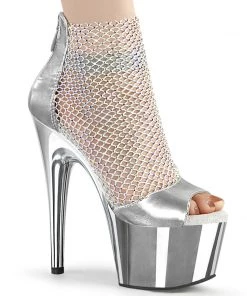ADORE- Pleaser Shoes Silver Stripper Shoes