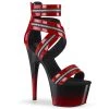 Pleaser Shoes By Pleaser USA ADORE-766 Red Black Zipper Strap Platform Stripper Shoe 7 Inch Heels