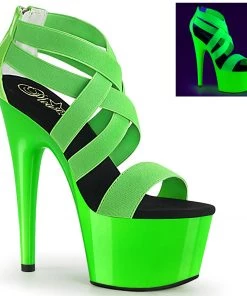 Pleaser Shoes By Pleaser USA 7 Inch Heels ADORE-769UV Pleaser Shoes Neon Green Strappy Stripper Sandal