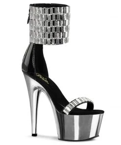 Pleaser Shoes By Pleaser USA ADORE-789RS MIrror And Rhinestone Exotic Dancer Shoe