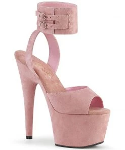 Pleaser Shoes By Pleaser USA 7 Inch Heels ADORE-791FS Pleaser Shoes Pink Faux Suede Ankle Band Platform Sandal